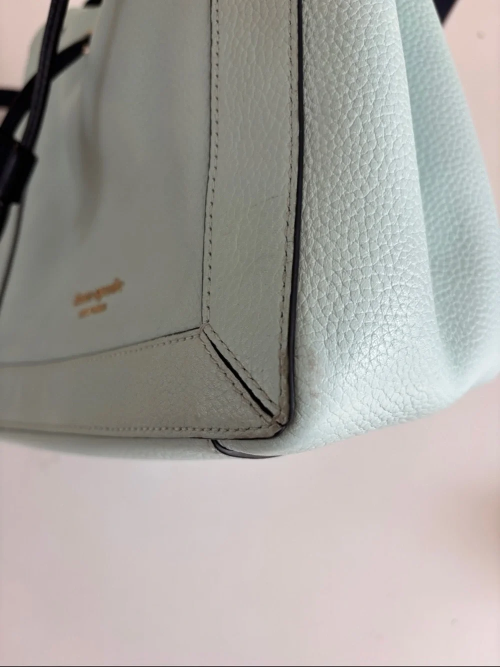 kate spade Mint and Black‎ Leather Drawstring Shoulder Bag